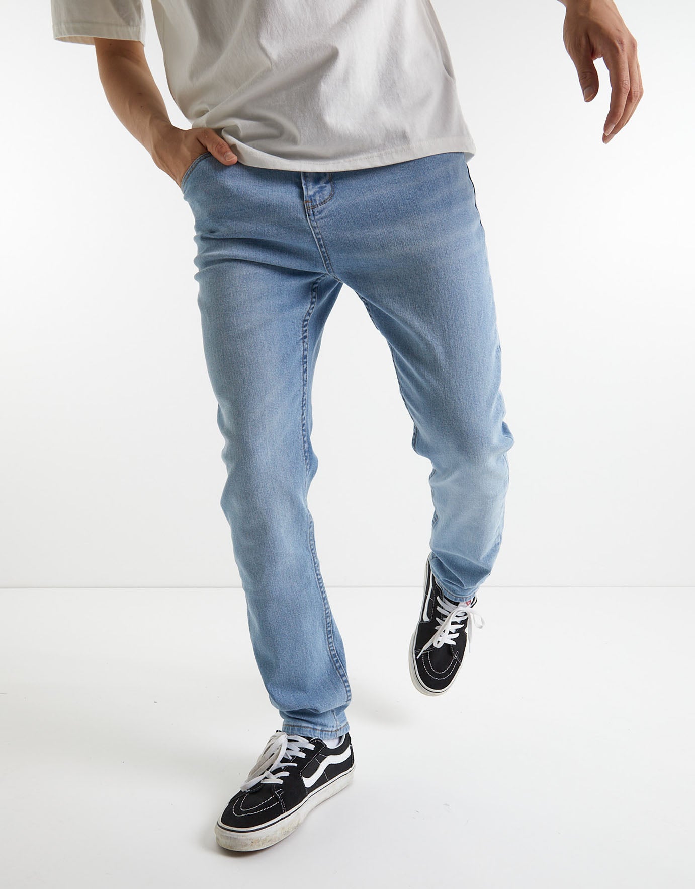 blue tapered jeans