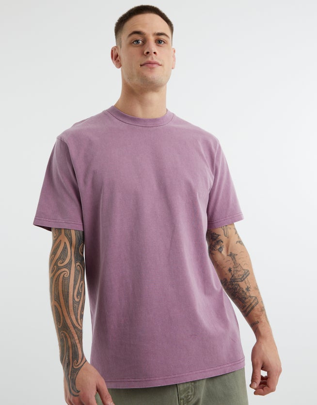 Plain Heavyweight T Shirt in Purple | Hallensteins US