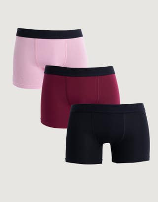 3 x Mens Bonds Total Package Trunks Underwear Charcoal / Pink
