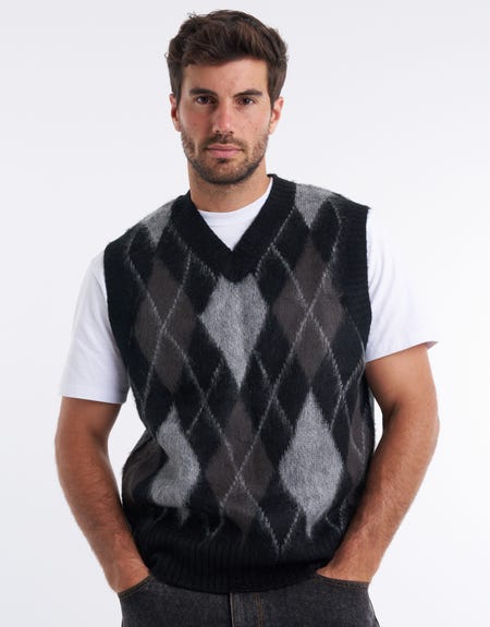 Essential Tipped Sweater Vest, blue