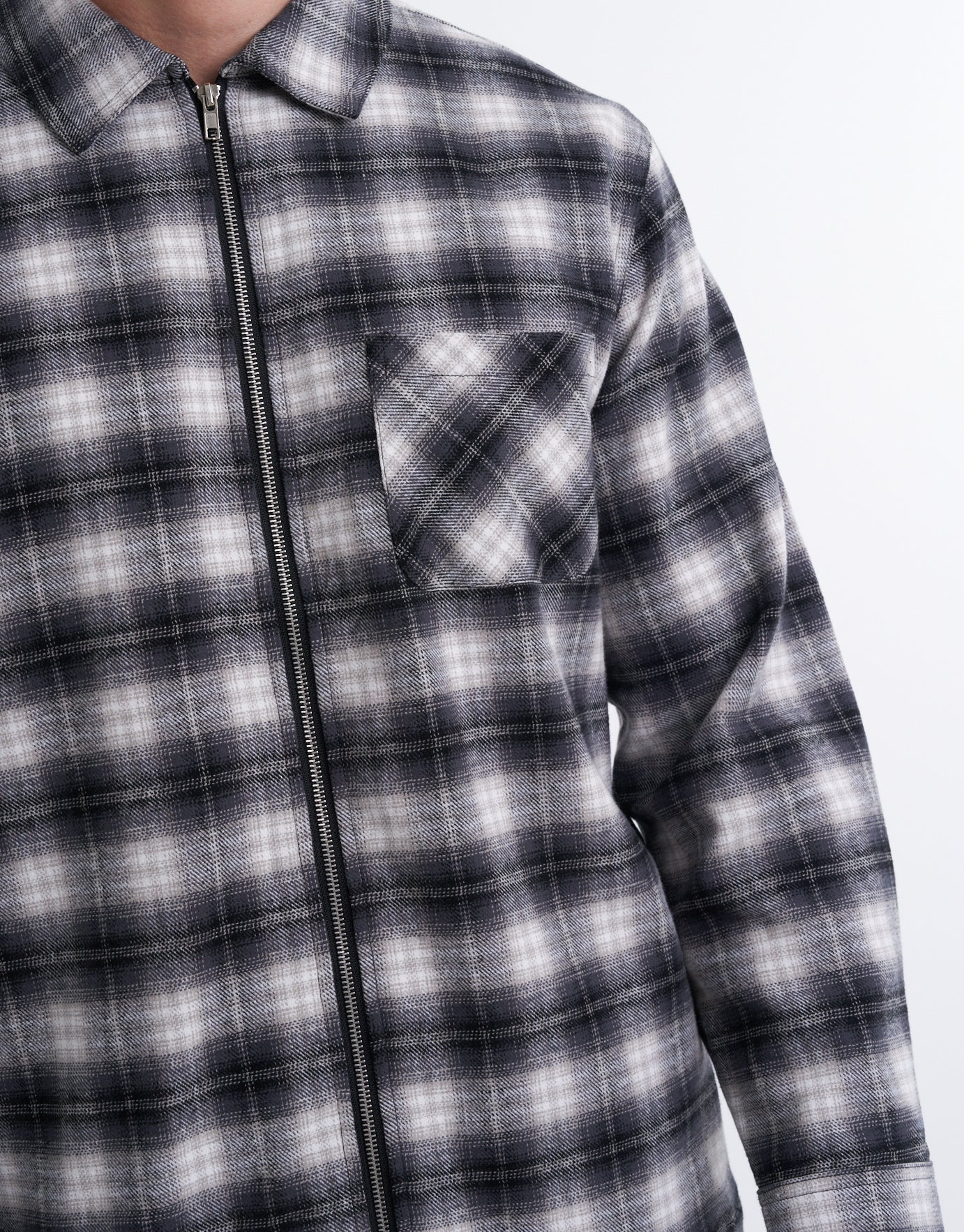 Check Zip Long Sleeve Shirt