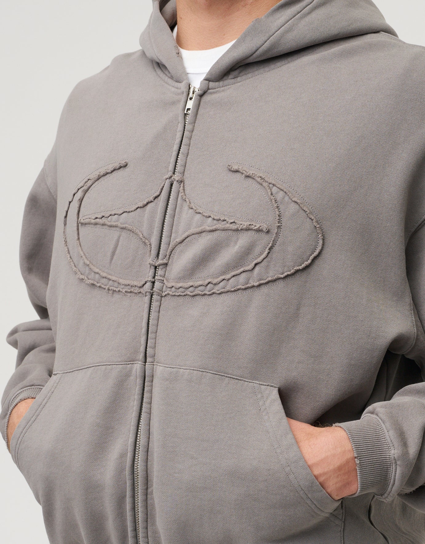 Cyber Grunge Oversized Zip Up Hoodie in Grey | Hallensteins NZ