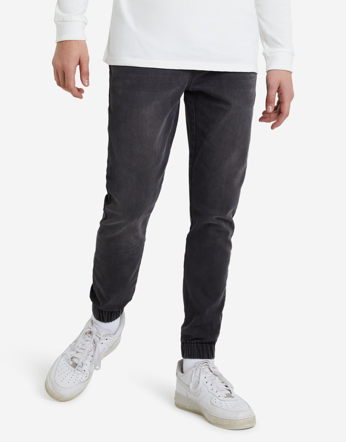 tapered denim joggers