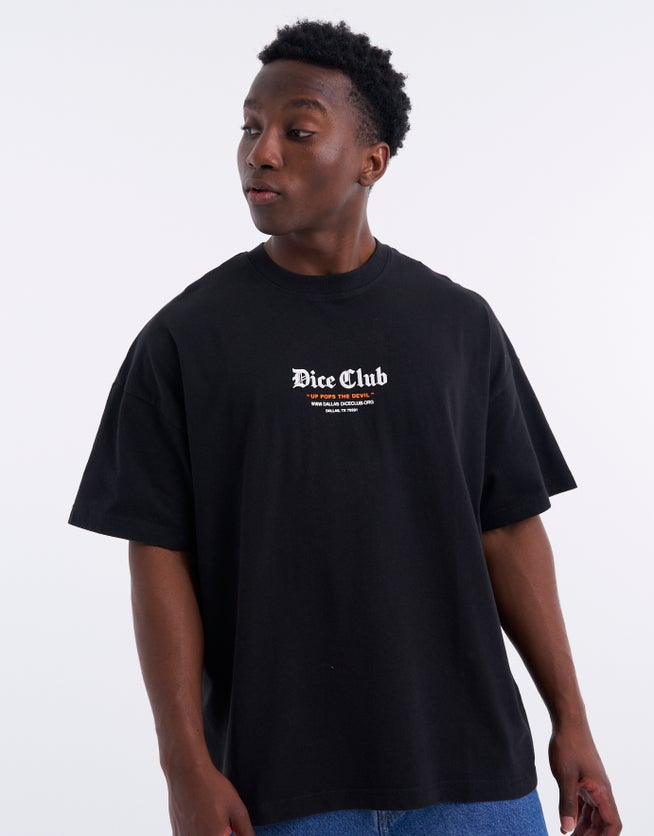 Dice Club Box Fit Tee in Washed Black | Hallensteins NZ