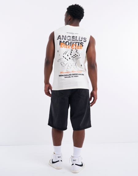 Dice Club Graphic Muscle Tank in Off White