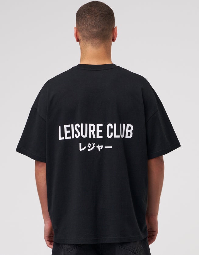 Leisure Club Box Fit T Shirt in Black | Hallensteins AU