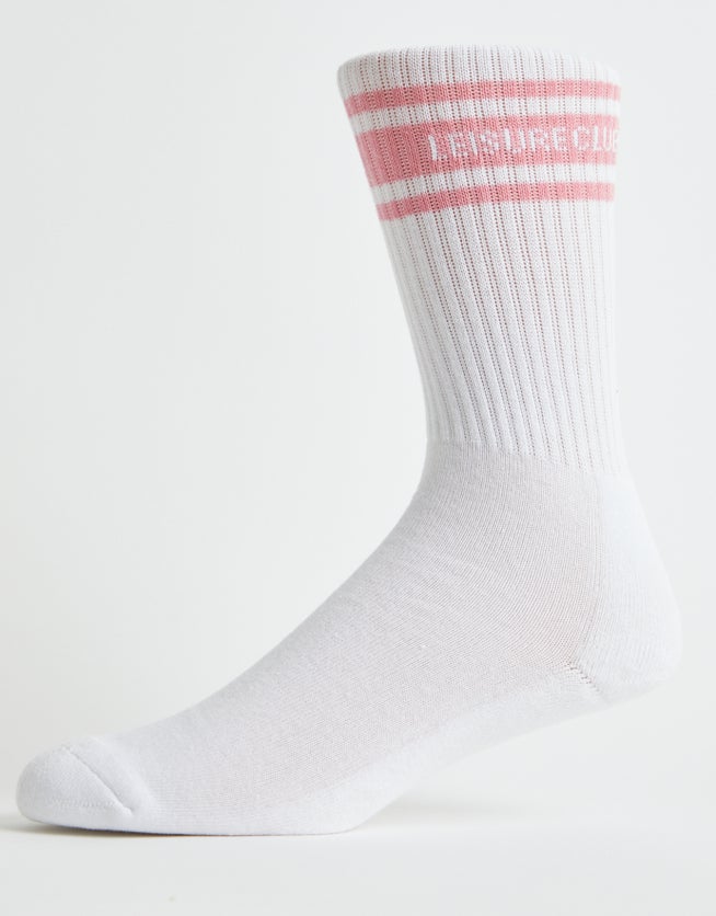 Leisure Club Stripe Sport Sock in White/pink | Hallensteins NZ