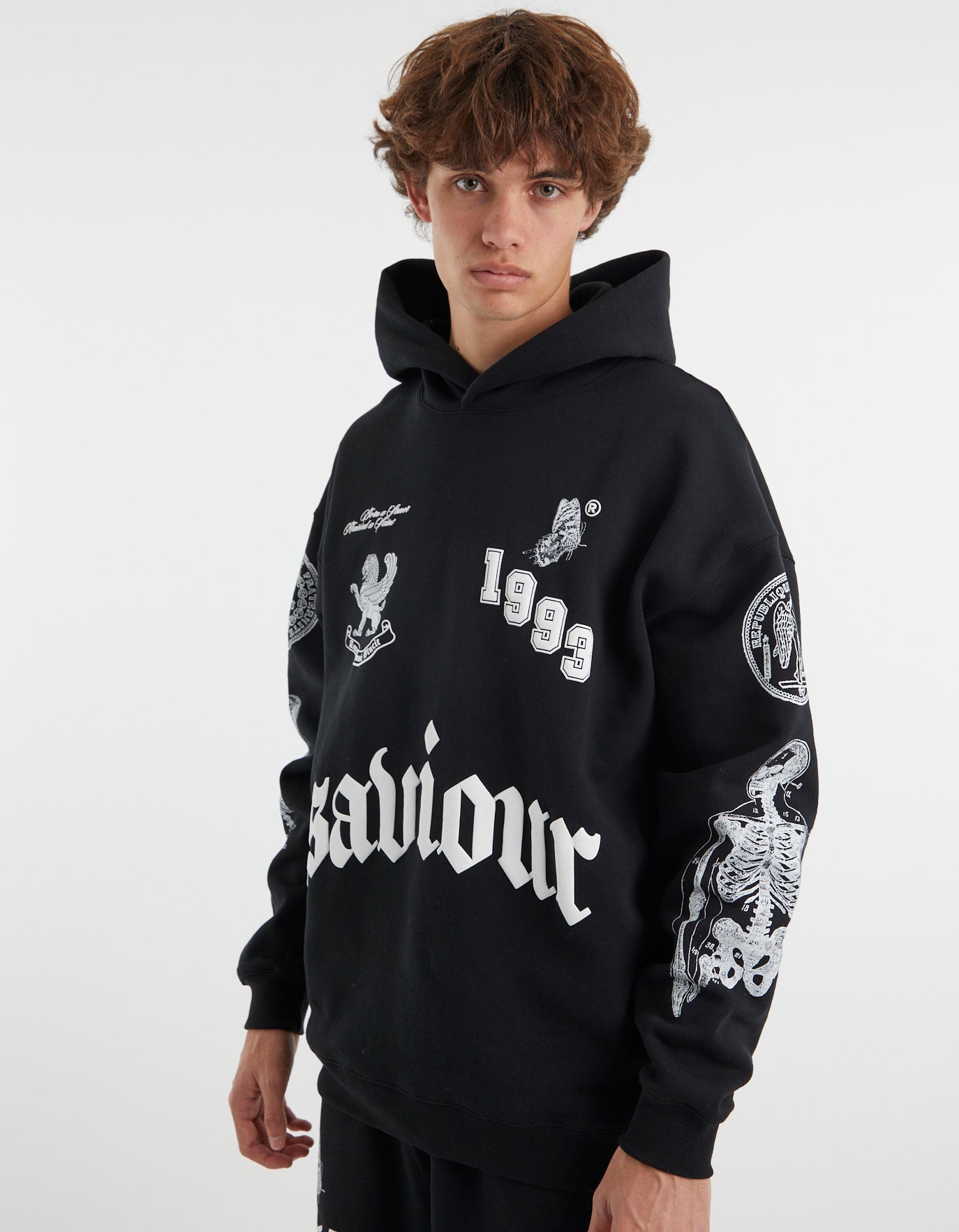 ASOS Design Unisex Oversized Hoodie with NFL Logo Prints in Black