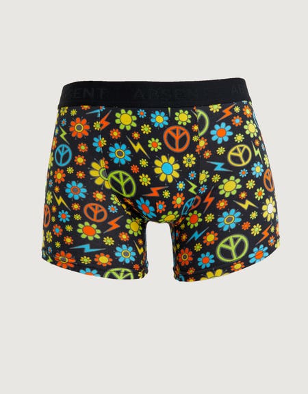 Peace Florals Organic Cotton Boxers in Black