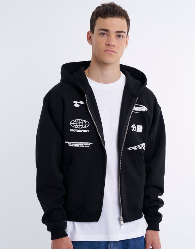 Pro Sport team Zip Up Hoodie in Solid Black | Hallensteins US