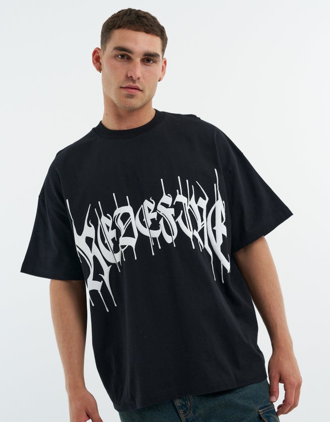 Redefine Graphic Box Fit T-shirt in Solid Black | Hallensteins NZ