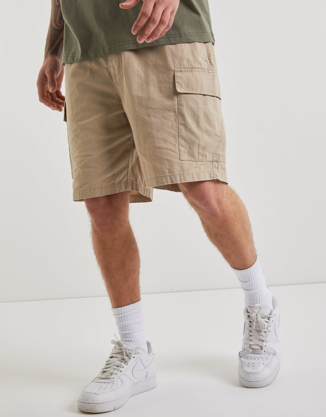 Elastic Waist Ripstop Cargo Shorts in Tan | Hallensteins NZ