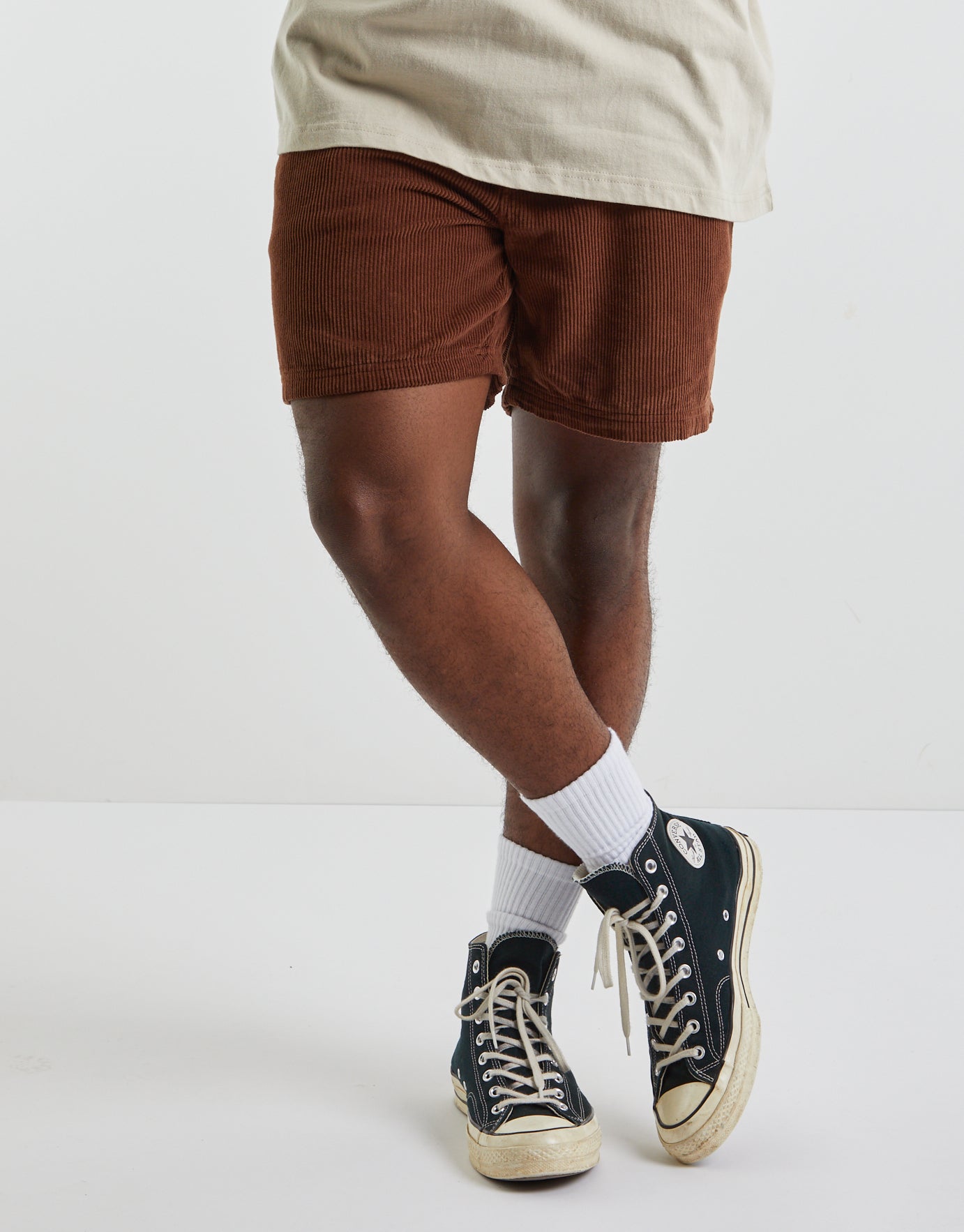 Washed Grey Men's Stretch Corduroy Easy Shorts