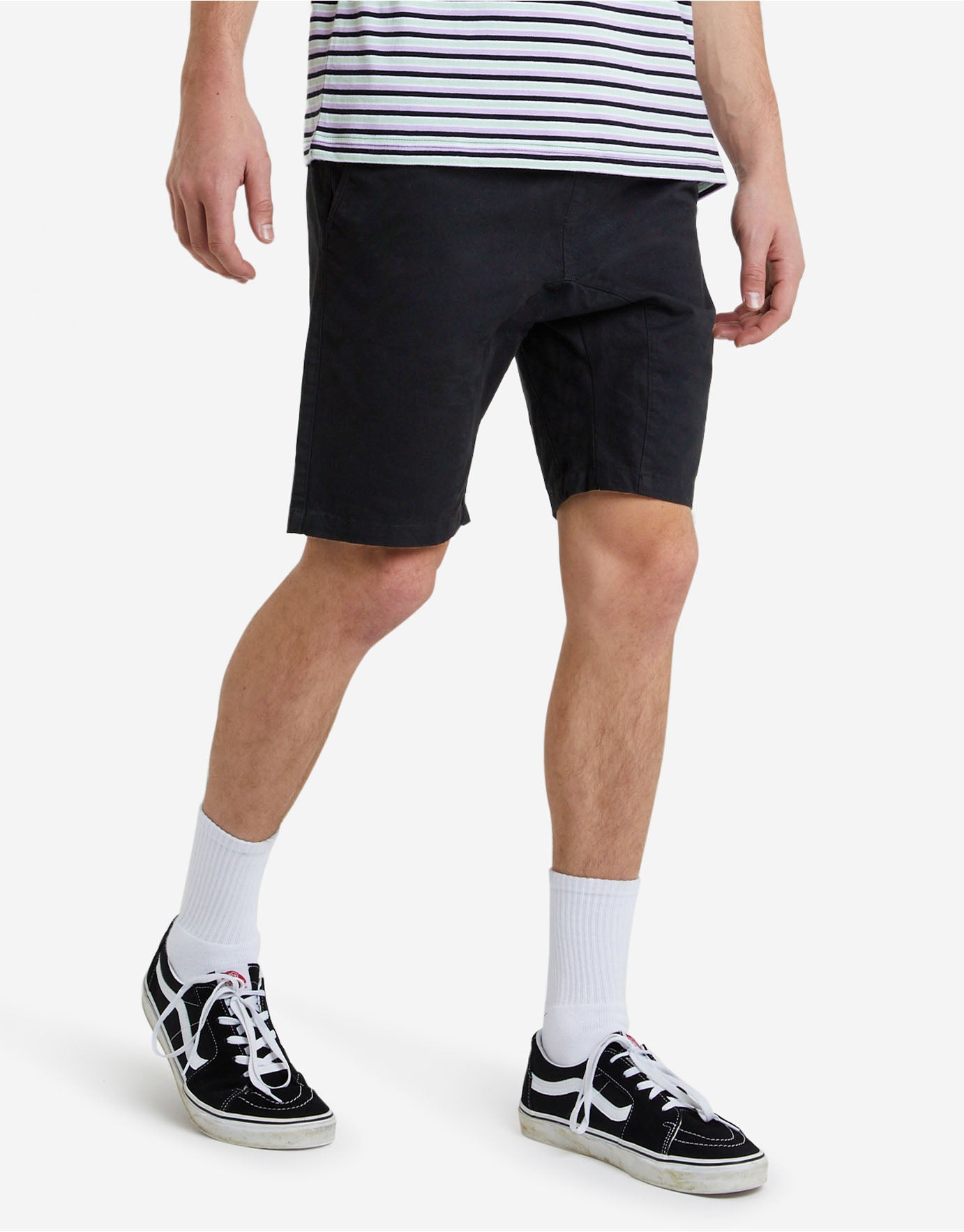 slim fit black shorts