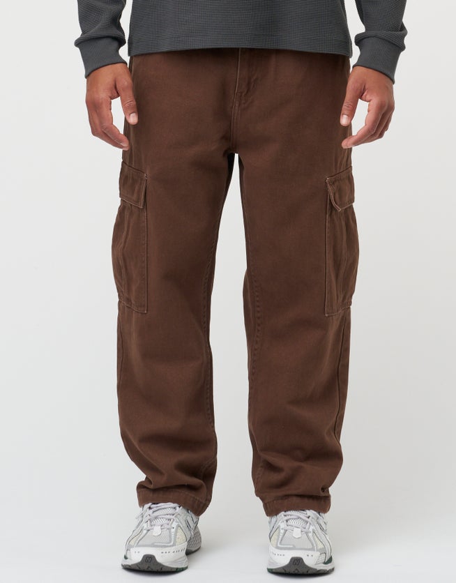 Twill Baggy Cargo Pocket Pants in Brown | Hallensteins NZ