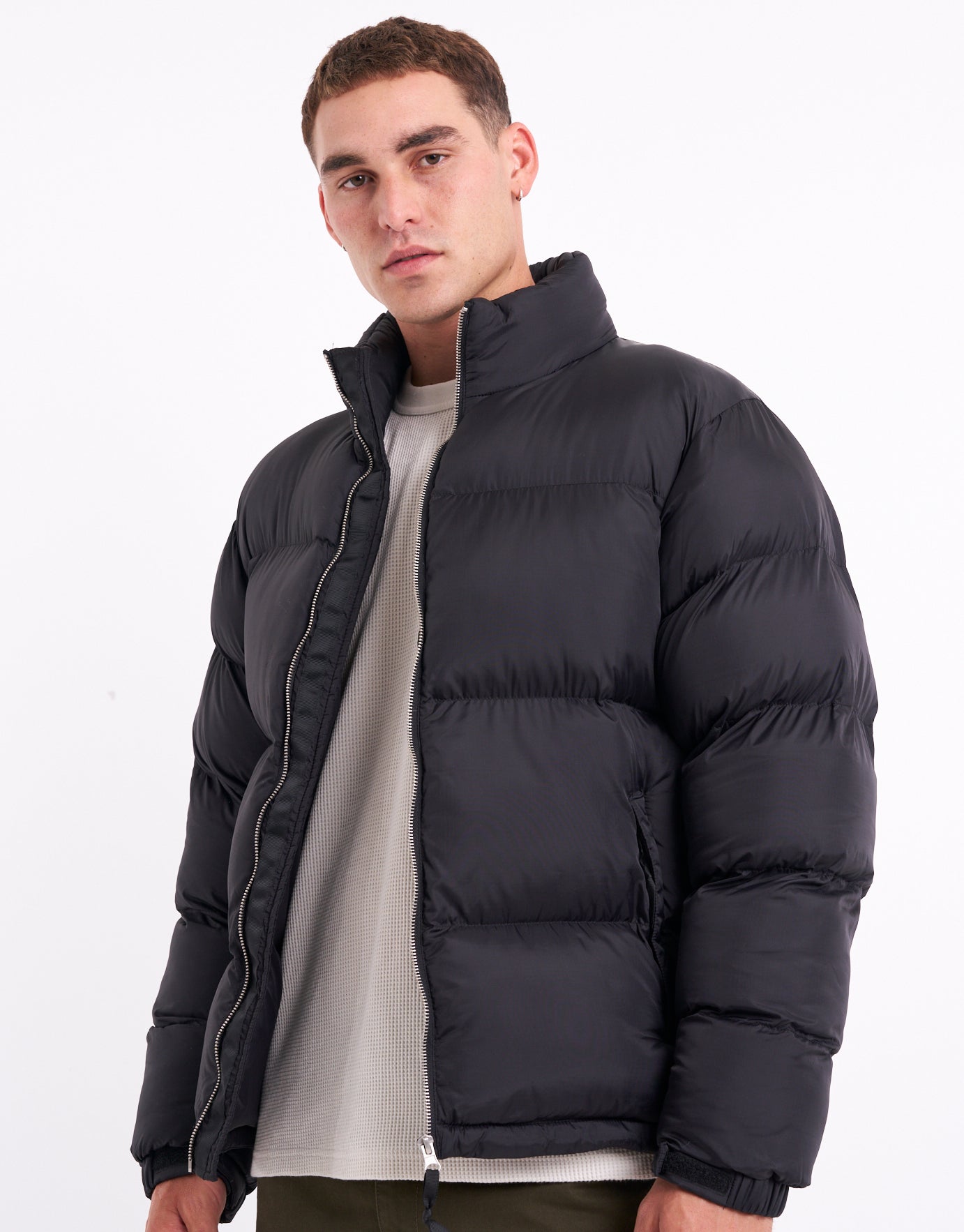 Regular Puffer Jacket in Black | Hallensteins NZ