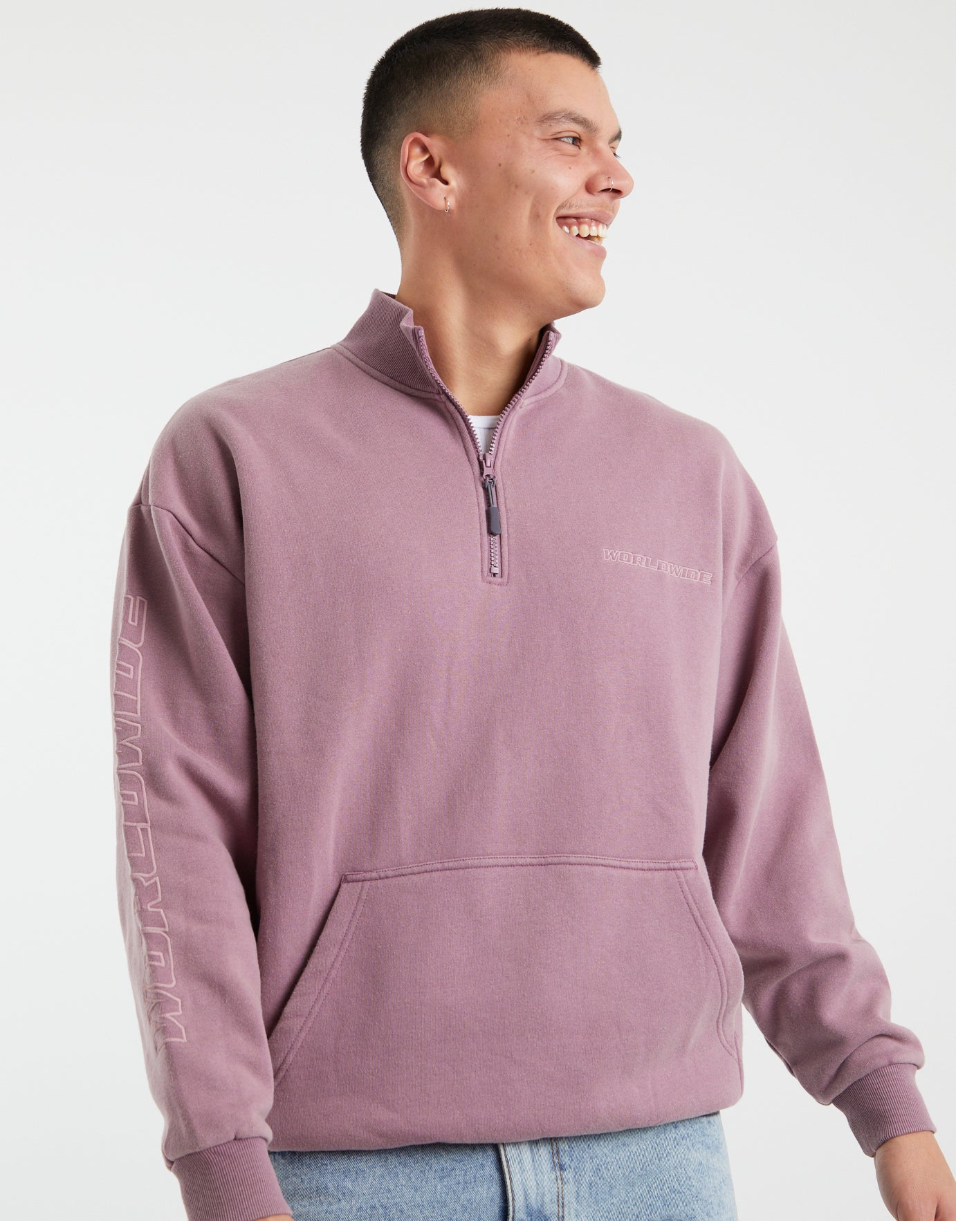 Quarter Zip Pullover for Men Oversized Plain 1/4 Zip Sweatshirt