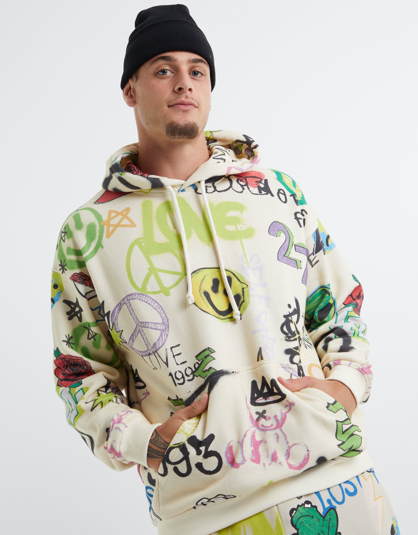 Graffiti Oversized Hoodie in Angora | Hallensteins AU