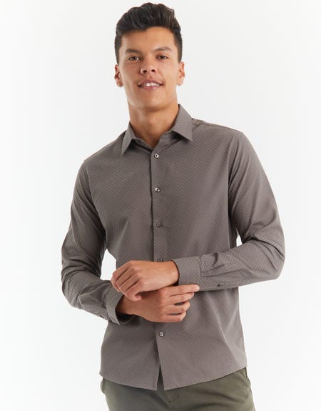 Entyinea Men's Slim Fit Dress Shirts Long Sleeve Work Shirt with