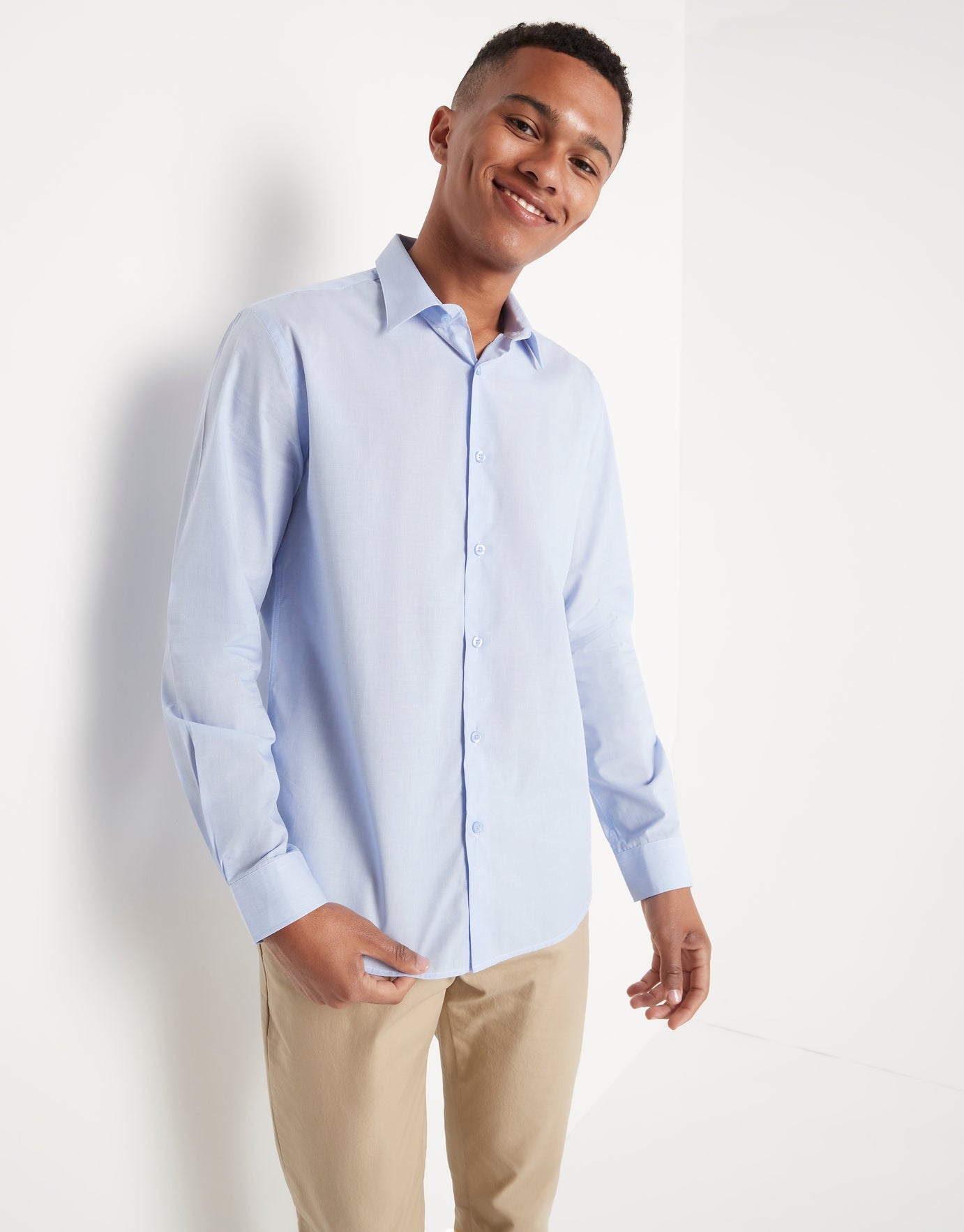 Textured Classic Business Shirt in Blue US Hallensteins | Light