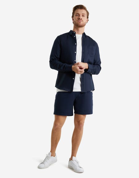 Cape May Slub Blue Linen Shorts - Hangrr