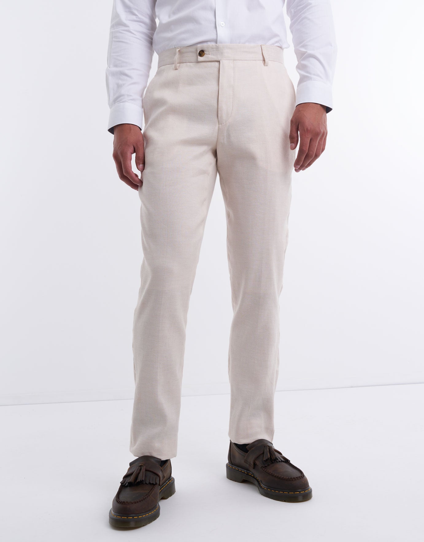 Ted Baker Lancet Slim Fit Wool Linen Trousers, Navy at John Lewis & Partners