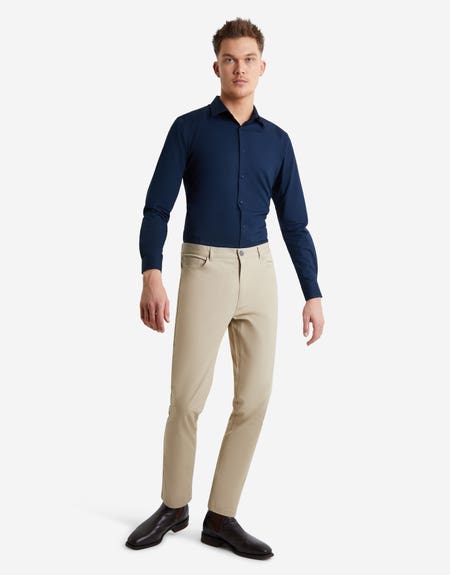 Organic Cotton Slim Fit Pants in Stone