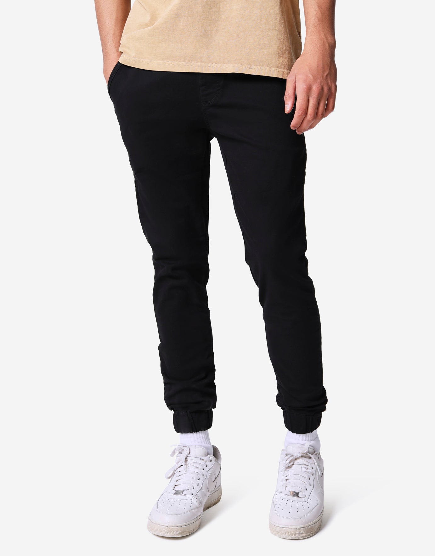 Organic Tapered Fit Jogger Pants in Black Hallensteins NZ