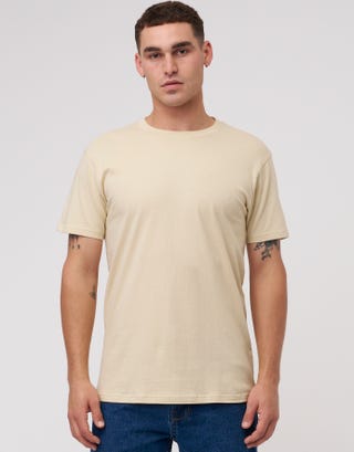 Organic Crew Neck Basic T Shirt in Olive Marl