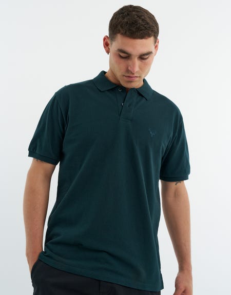 Pique Short Sleeve Polo Shirt in Green