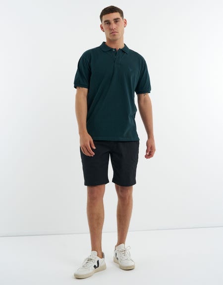 Pique Short Sleeve Polo Shirt in Green