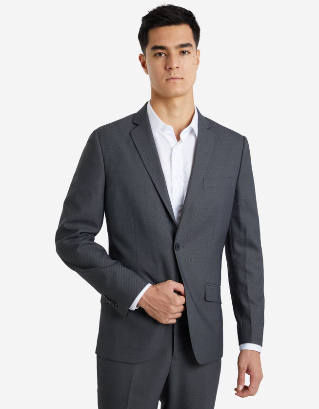 Textured Slim Suit Jacket in Grey | Hallensteins NZ