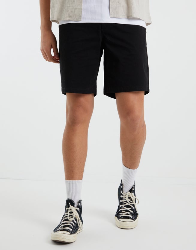 Stretch Chino Slim Fit Shorts in Black | Hallensteins AU