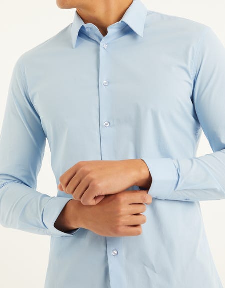 Slim Fit Stretch Shirt - Light blue - Men