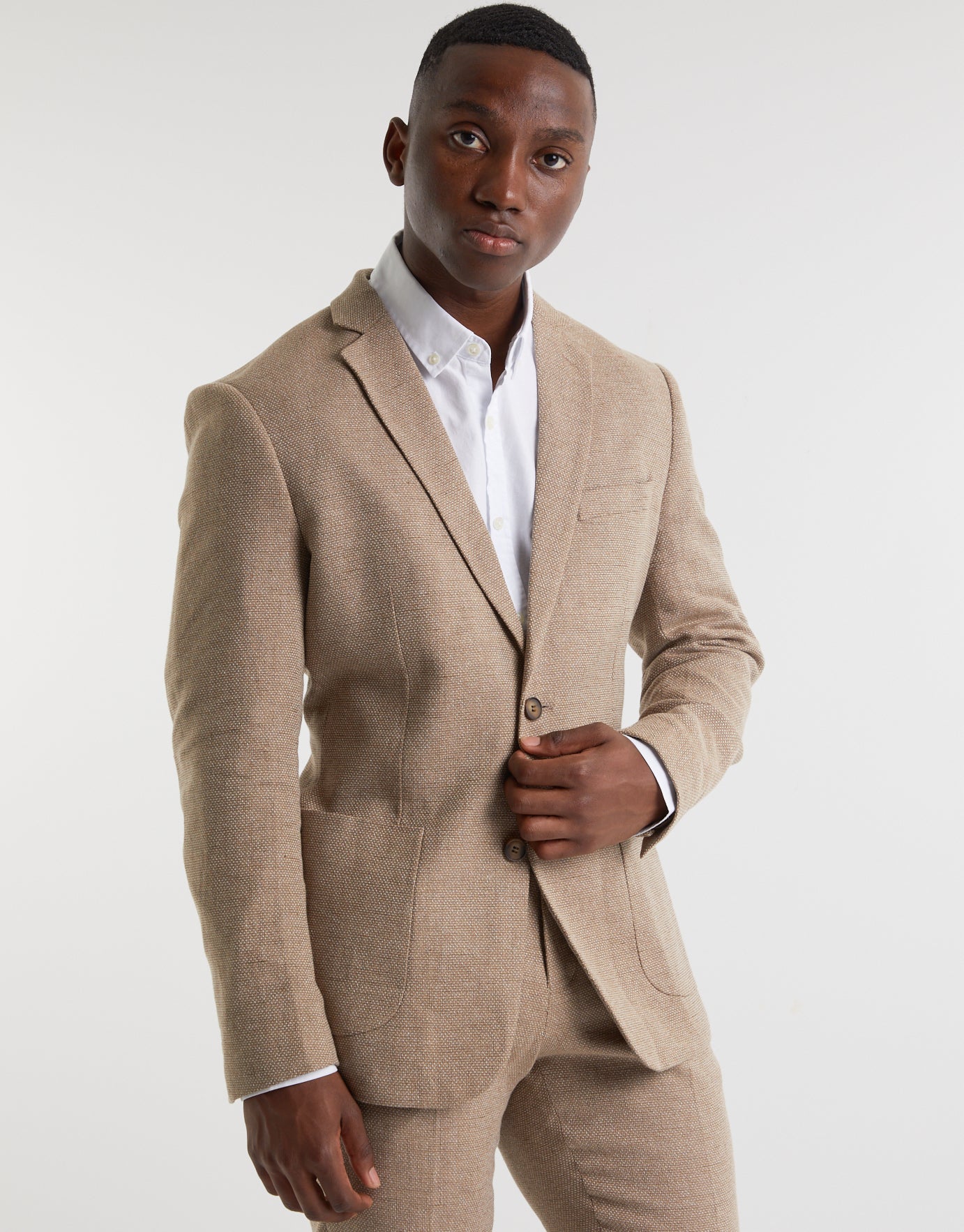 beige linen suit jacket