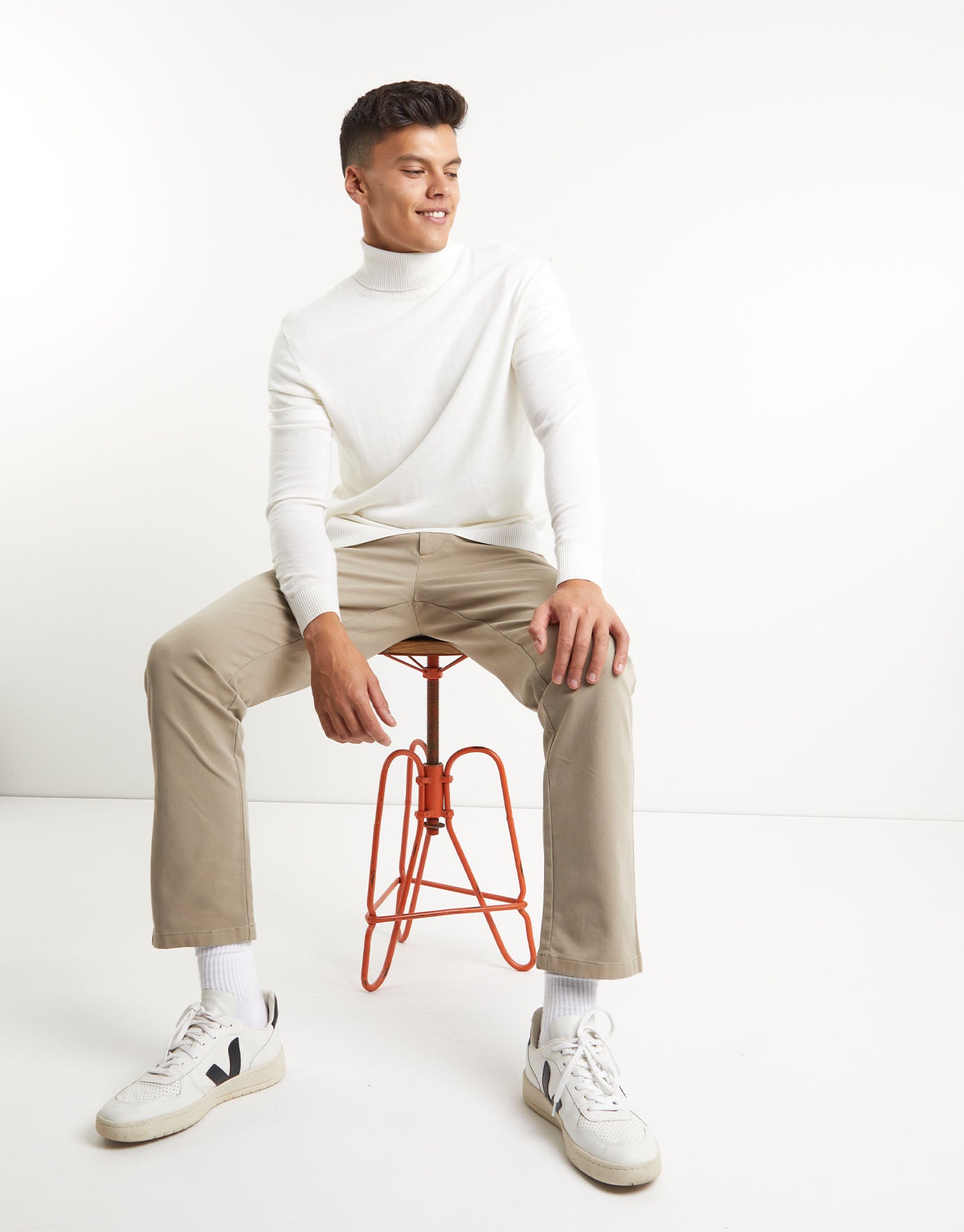 white roll neck jumper