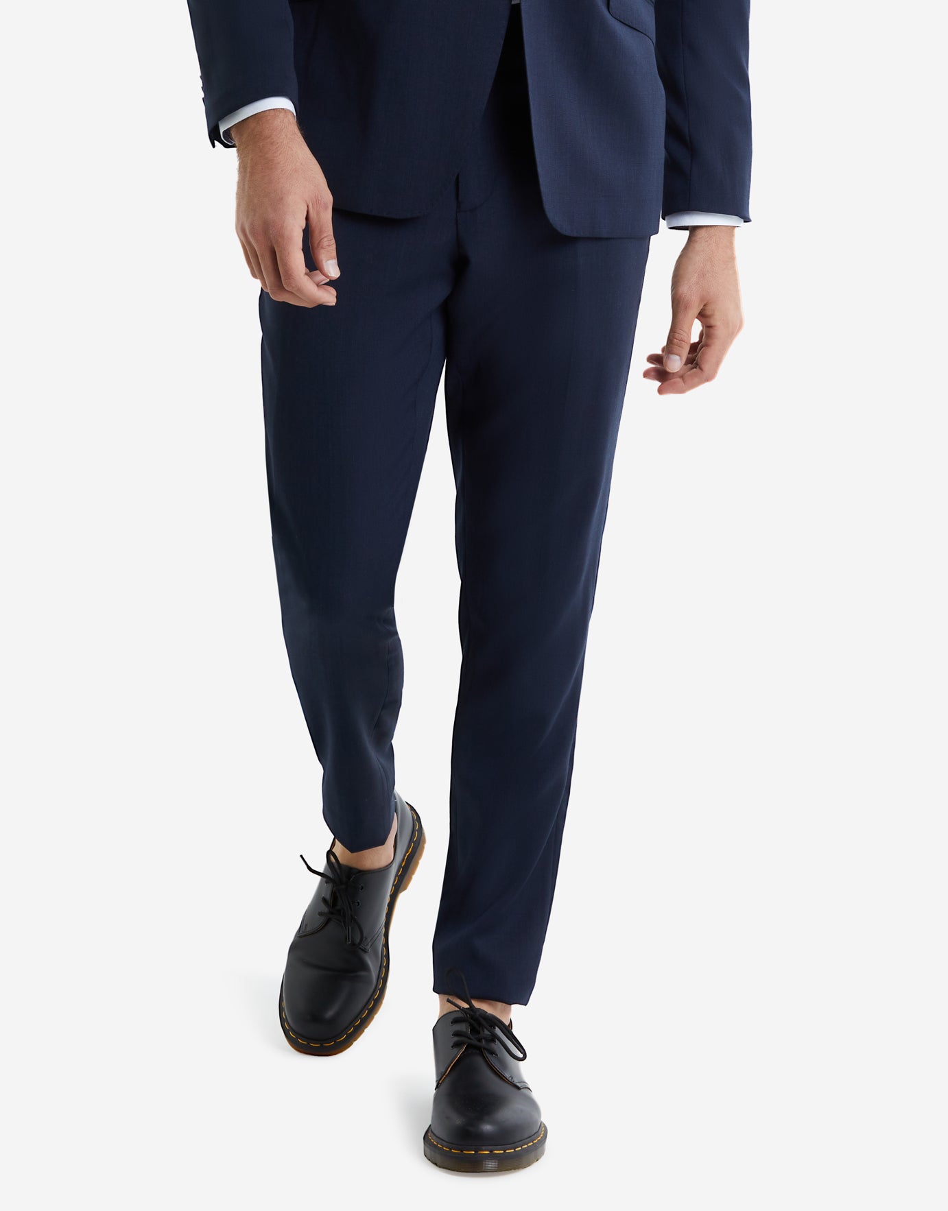 Navy blue check wool suit trousers  Massimo Dutti