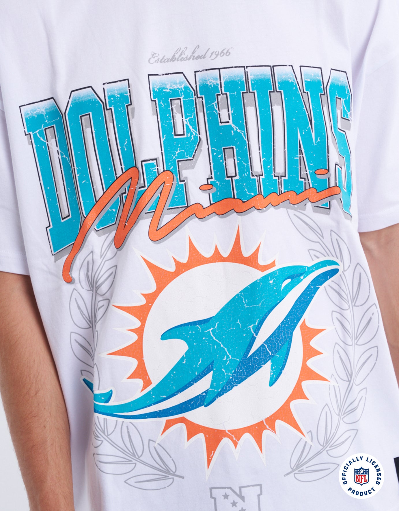 NFL Dolphins Crest T Shirt in White Hallensteins NZ