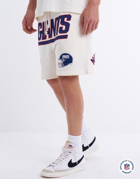 NFL Giants City Print Track Shorts in Off White