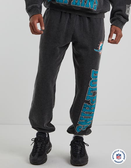 Baggy Leisure Club Cuffed Track Pants in Washed Black