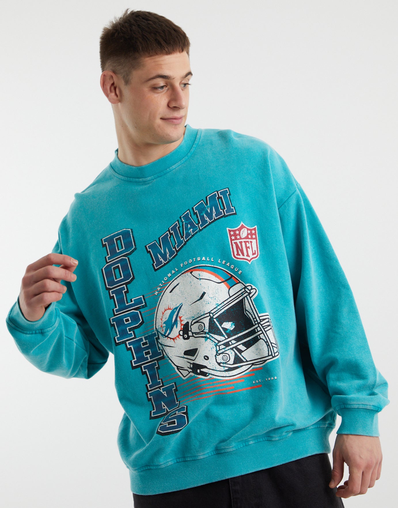Nfl Miami Dolphins Vintage Crew Sweat in Teal