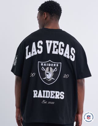 Las Vegas Raiders Men’s Long Sleeve Angle Tee - Black/White/Grey